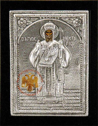 Saint Nectarios Aluminum Icon